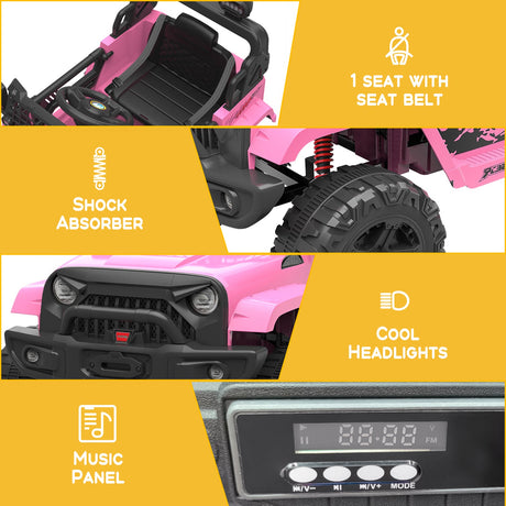 12V Battery-Powered Electric Ride-On Truck with Remote Control and LED Lights