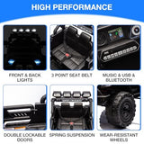 12V Electric Ride-On Truck with Remote Control, 3 Speeds, LED Lights, Black