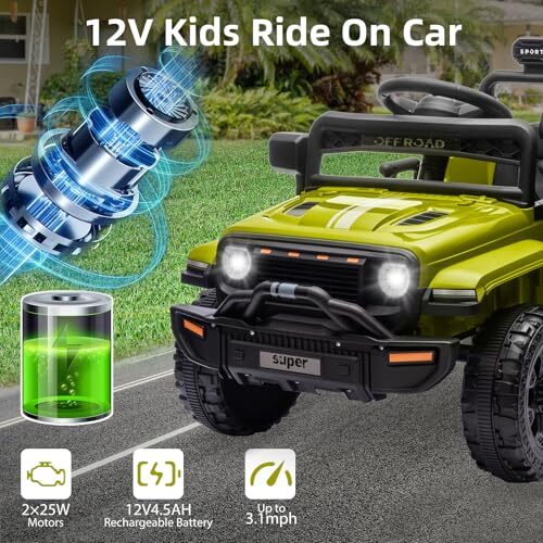 12V Ride-On Truck Car Toy with Parent Remote Control for Kids Ages 3-5