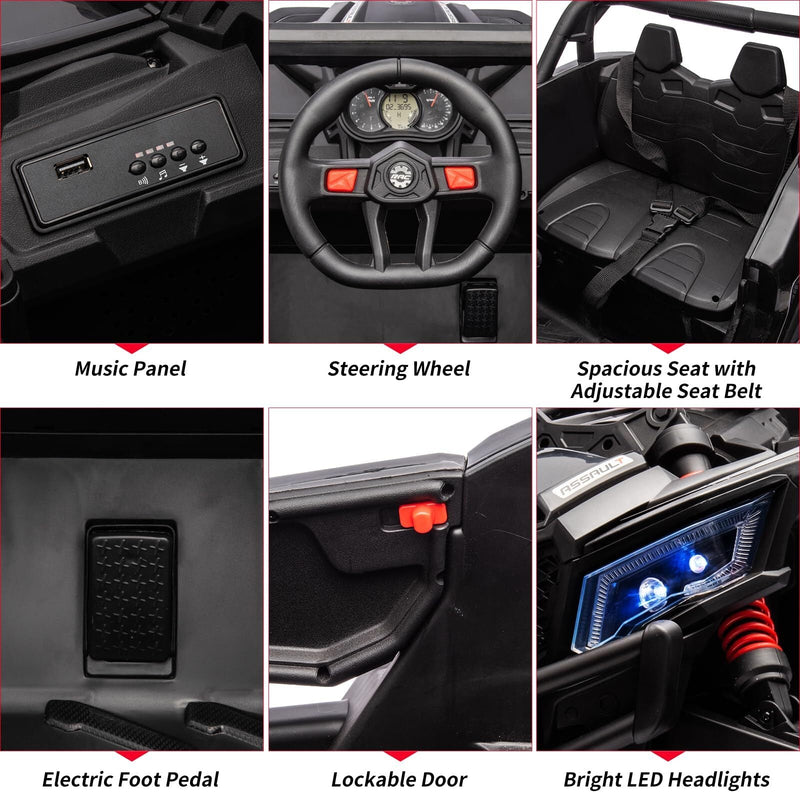 Ride-On UTV Car with Remote Control 200W Motor Spring Suspension Music 24V Battery