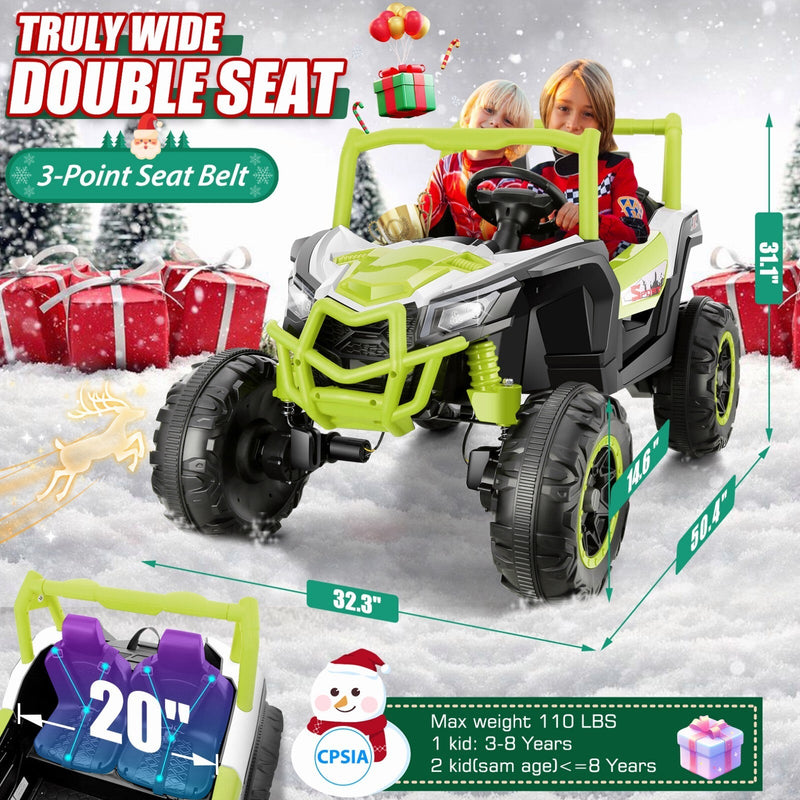 24V 4WD Off-Road Electric Ride-On UTV Car for Kids, 2-Seater with Remote Control and 4x200W Motors
