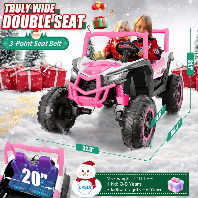 24V 4WD Off-Road Electric Ride-On UTV Car for Kids, 2-Seater with Remote Control and 4x200W Motors