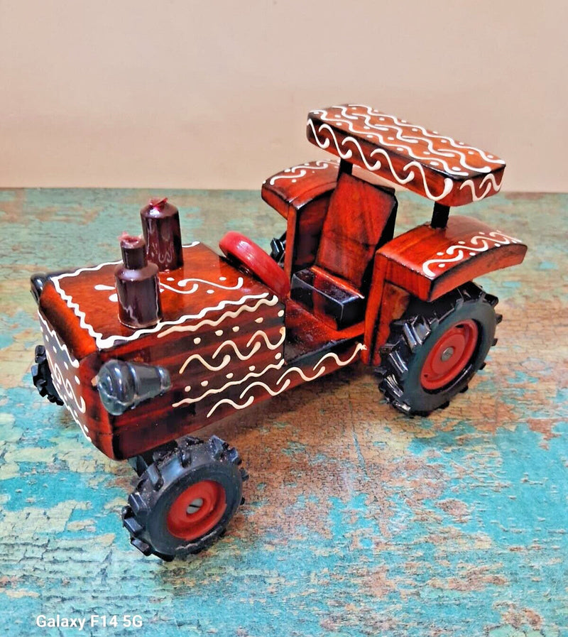 Wooden Ride-On Tractor Toy for Toddlers with 4 Wheels and Functional Design