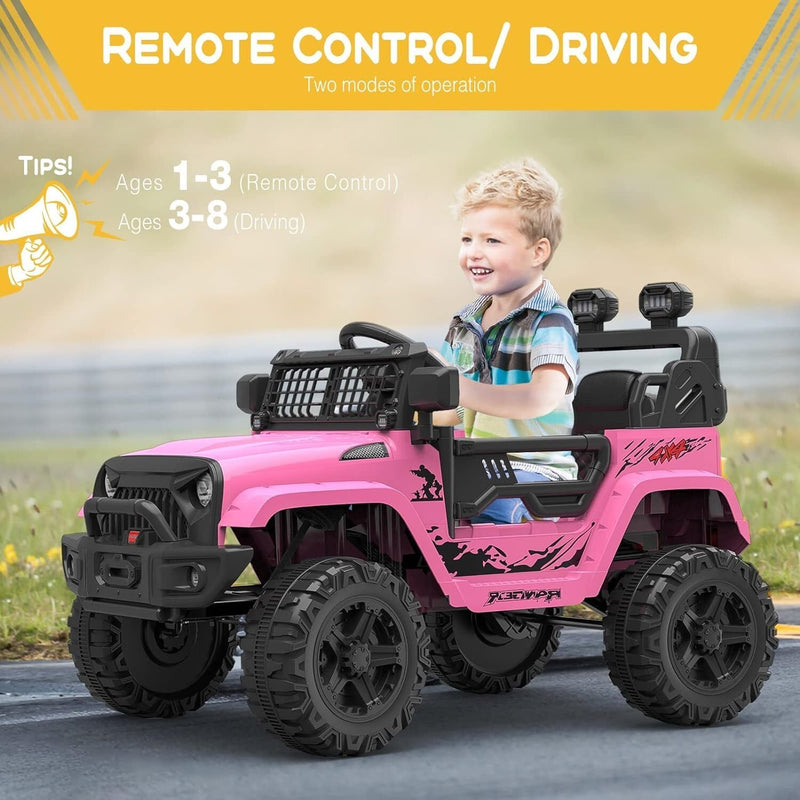 Electric Ride-On Truck with Remote Control, Spring Suspension, and LED Lights