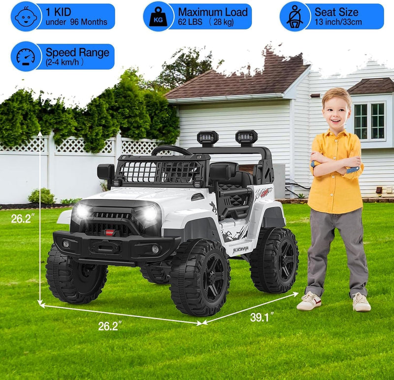 Electric Ride-On Truck with Bluetooth, 2 Speeds, and Remote Control