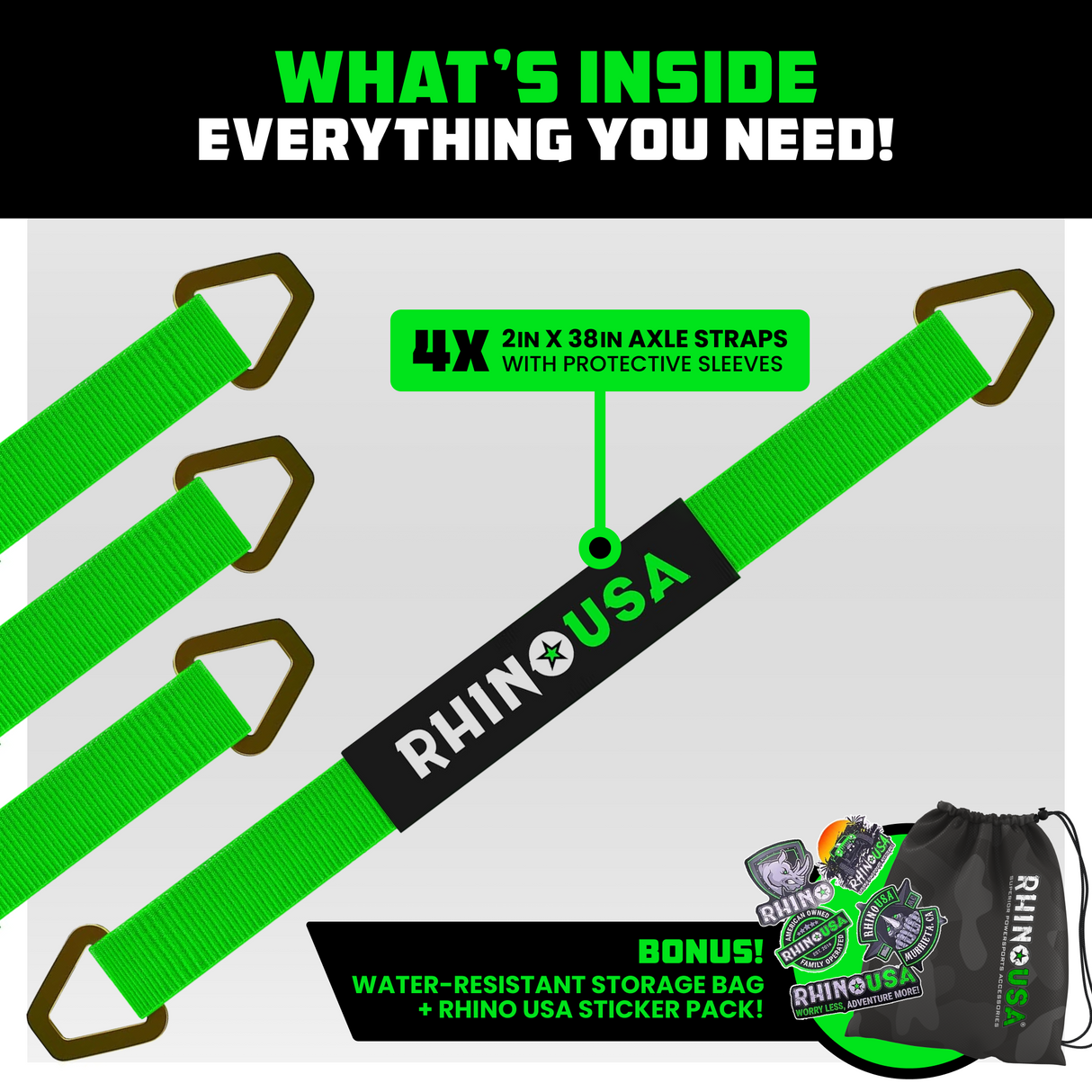 2" x 38" Axle Tie-Down Straps (4-Pack)