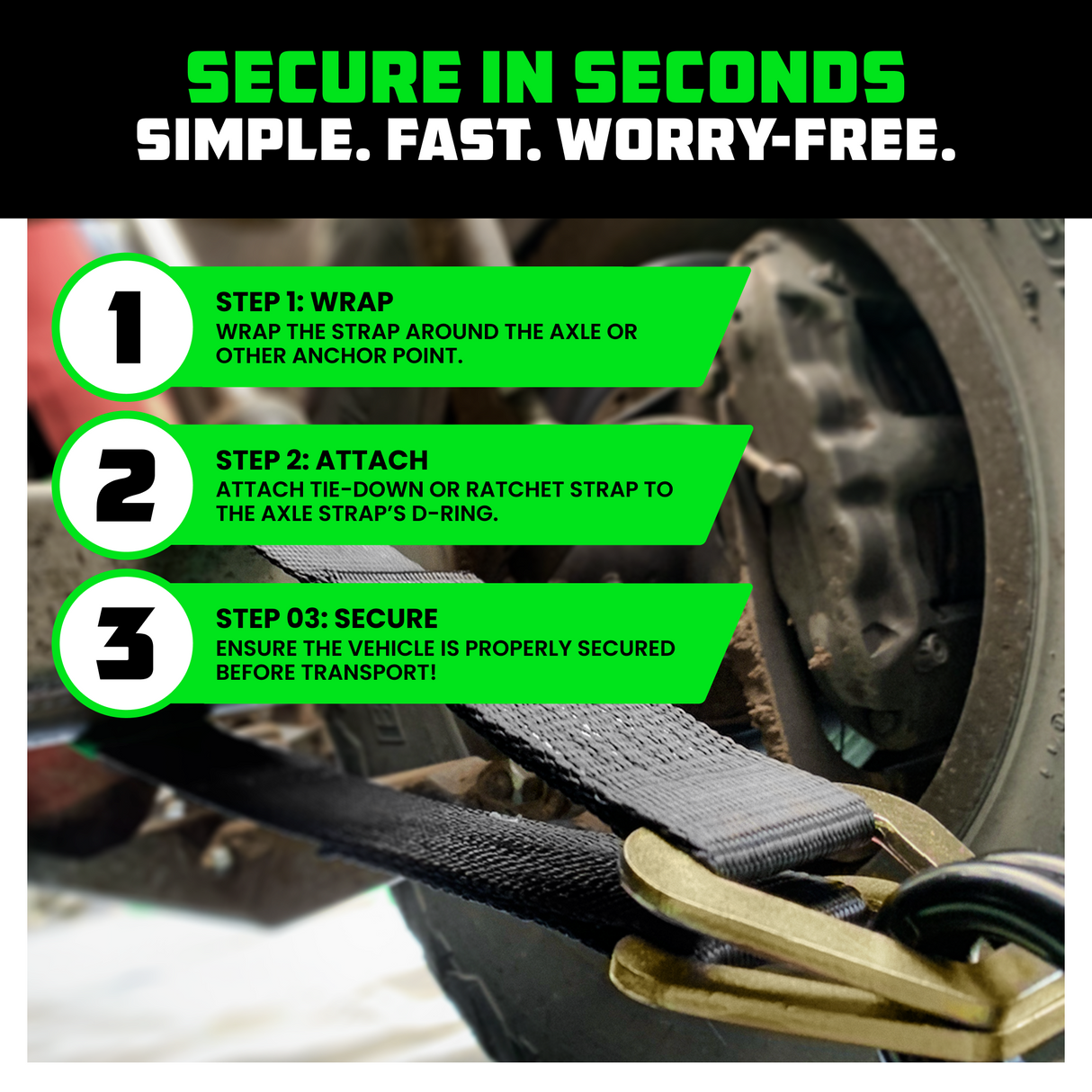 2" x 38" Axle Tie-Down Straps (4-Pack)