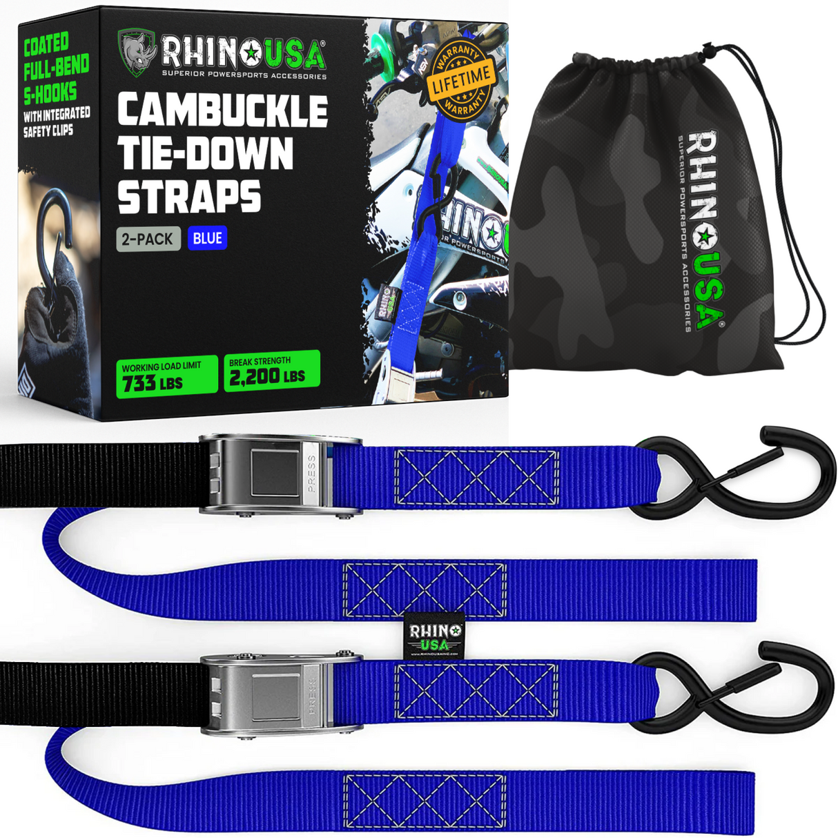 1.5" x 8' Cambuckle Tie-Down Straps (2-Pack)
