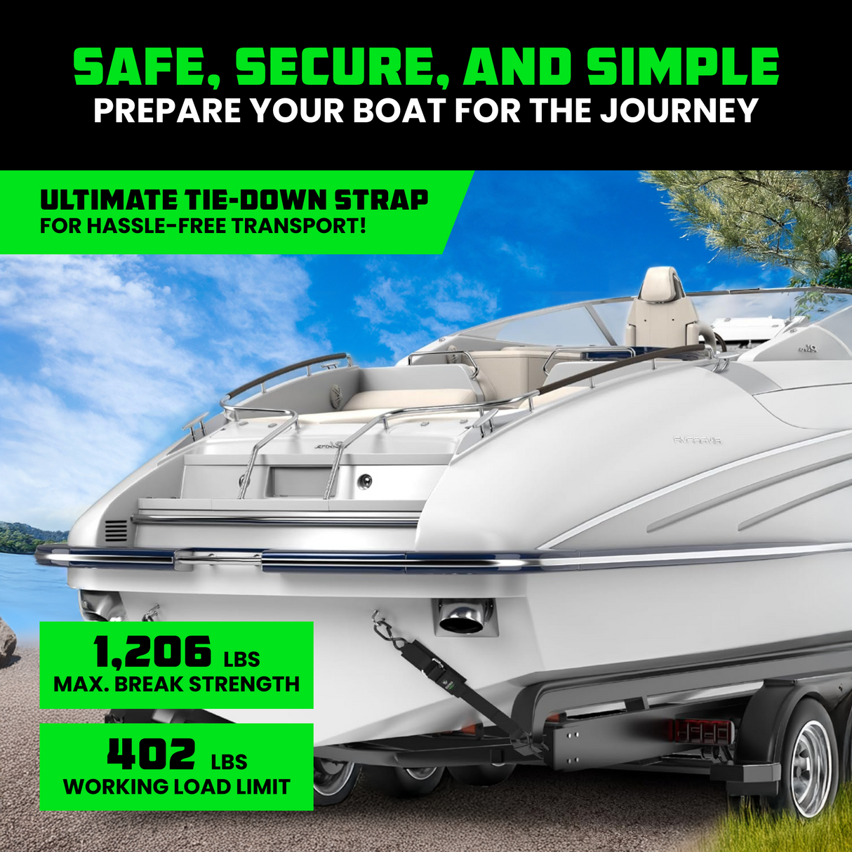 2" x 4' Transom Tie-Down Straps