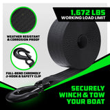 2" x 20' Boat Winch Strap w/ Hook