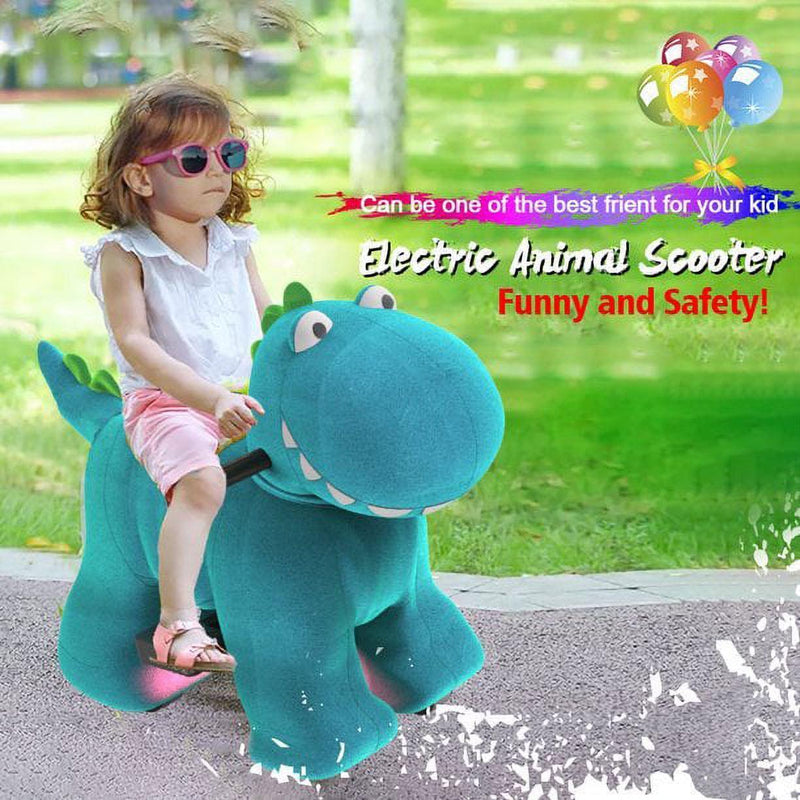 Roaring Dinosaur Plush Ride-On Scooter for Kids with Safety Belt