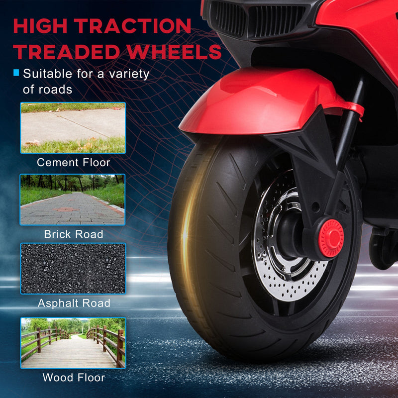 Electric Kids Motorcycle with Sound Effects, Lights, and Music – Red