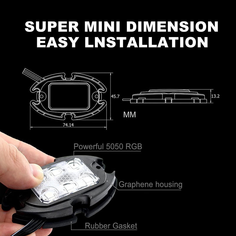 Rock Lights for Trucks Jeep UTV ATV Bright Underglow Exterior Wheel Lighting