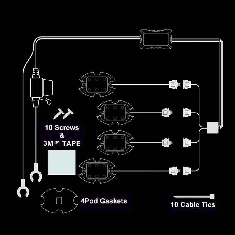 Rock Lights for Trucks Jeep UTV ATV Bright Underglow Exterior Wheel Lighting