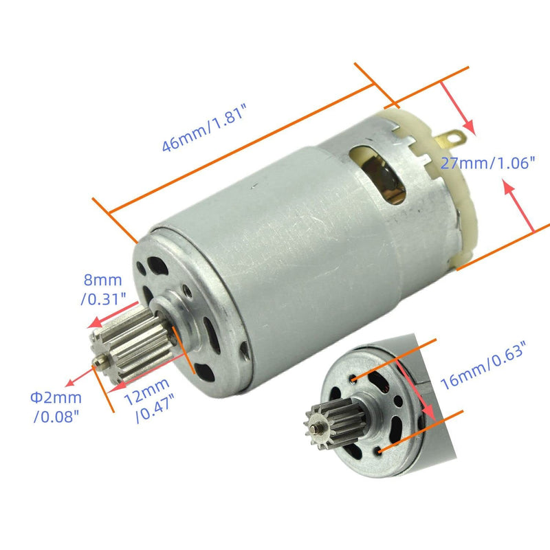RS390 6V DC Electric Motor 16000RPM 12-Tooth Gear for Toy Cars