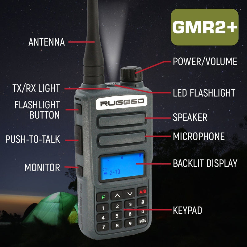 2 Pack - Rugged GMR2 PLUS - GMRS and FRS Two Way Handheld Radios