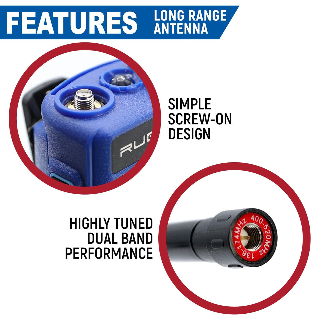 BUNDLE - Rugged R1 - Handheld Radio with Long Range Antenna and High Capacity Battery