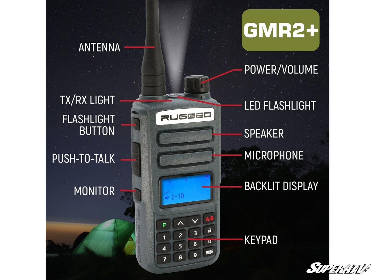 Rugged Radios GMR2 PLUS GMRS and FRS Two-Way Handheld Radio
