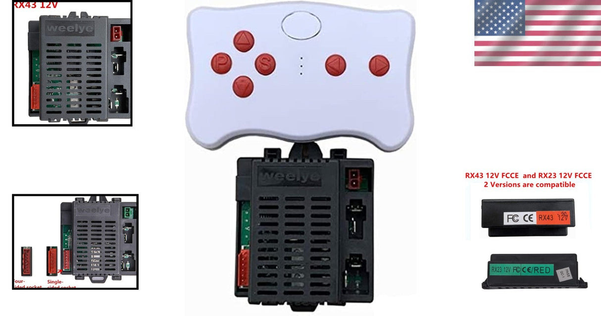 12V Kids Ride-On Car Remote Control and Receiver Replacement Kit for RX43 and RX23 Models