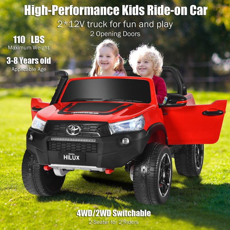 2-Seater Licensed Toyota Hilux Ride On Truck Car with Remote Control - Red