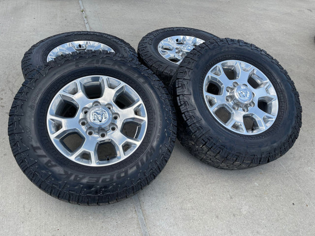 18" Ram 2500 3500 Laramie Power Wagon OEM wheels rims 2693 tires FALKEN A/T4 Texas Truck Tire