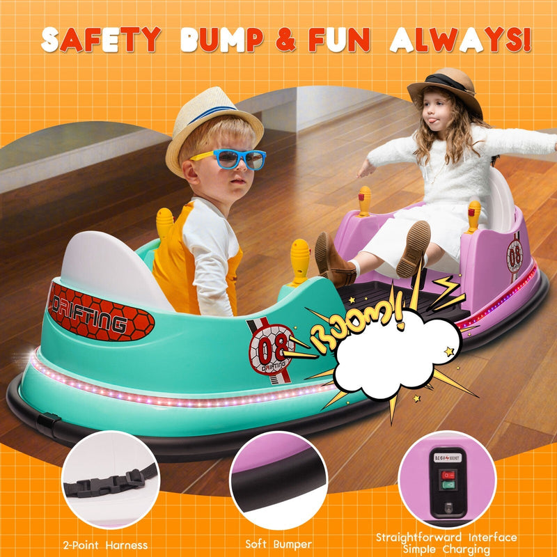 6V Kids Ride-On Bumper Car with Remote Control, 360° Spin and Flashing Lights for Toddlers