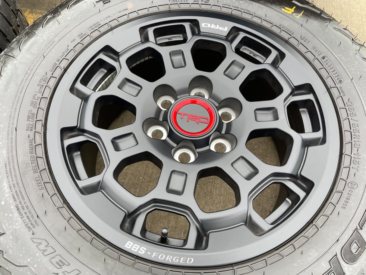 18" Toyota Tundra TRD BBS FORGED OEM black 95458 wheels rims Sequoia FALKEN A/T3 Texas Truck Tire