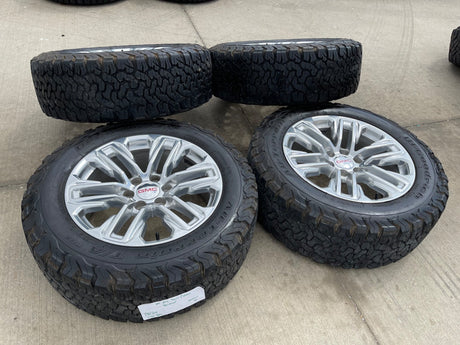 20" GMC Yukon Sierra Tahoe Silverado OEM 2120 14024 wheels rims BFG KO2 A/T 33" Texas Truck Tire