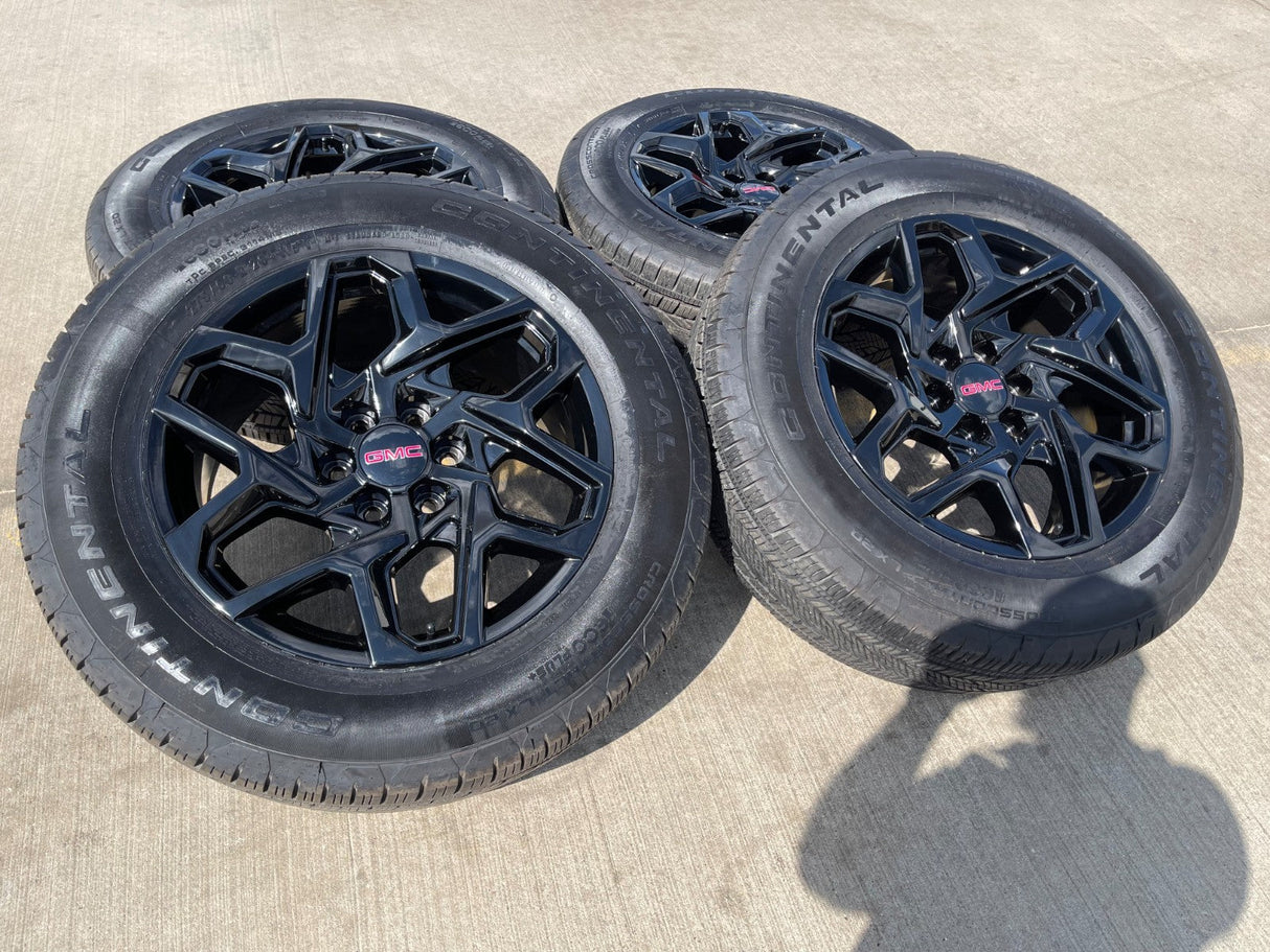20" GMC Sierra Yukon AT4 Tahoe Silverado 95369 OEM wheels rims CONTINENTAL NEW Texas Truck Tire