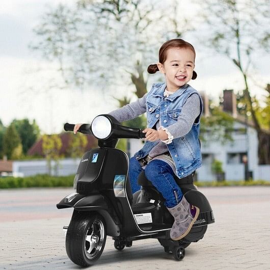 6V Kids Black Vespa Scooter Motorcycle for Toddlers