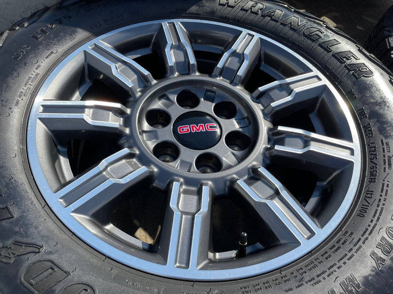 18" GMC Sierra AT4X Chevy Silverado OEM 14131 wheels rims 2024 2025 2026 Texas Truck Tire