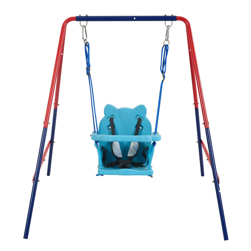 Green and Blue Baby Swing Set 2-in-1 Plastic Safe Mental Development Toy
