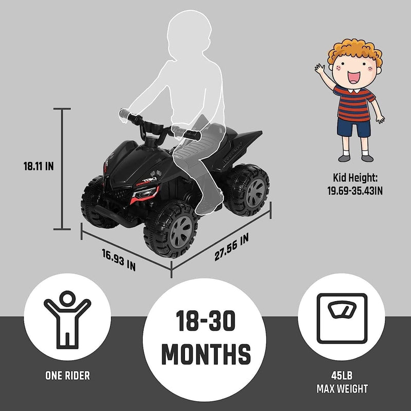 25W Electric ATV for Toddlers with Wireless Music and 6V Battery Power