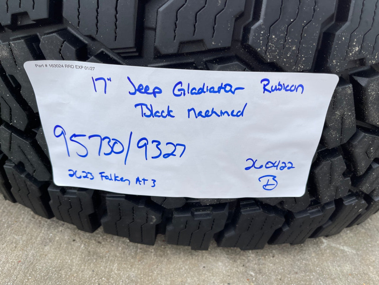 17" Jeep Wrangler Rubicon OEM 95730 9327 wheels rims Gladiator FALKEN A/T 33" Texas Truck Tire