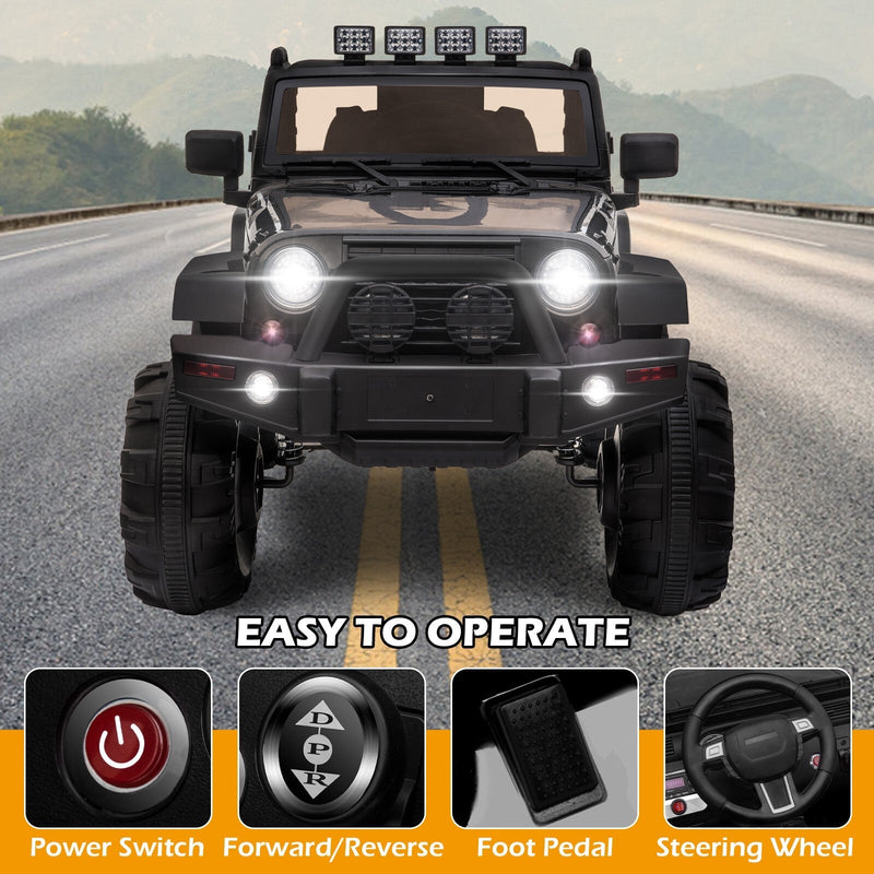 12V Electric Ride-On Jeep Truck for Kids with Remote Control and 3 Speed Settings