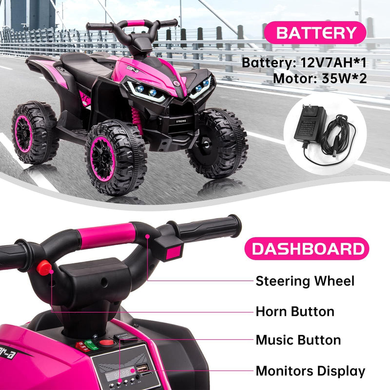 4-Wheel Dual Drive Kids Ride On Car with Parent Remote - 12V Pink