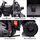 24V Kids Ride On Car in Black with Remote Control - 2 Seater 20” Extra Large Seat Truck