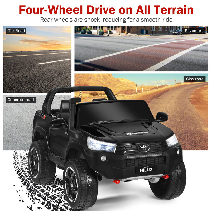 2-Seater Toyota Hilux Ride On Truck Car with Remote Control - Black