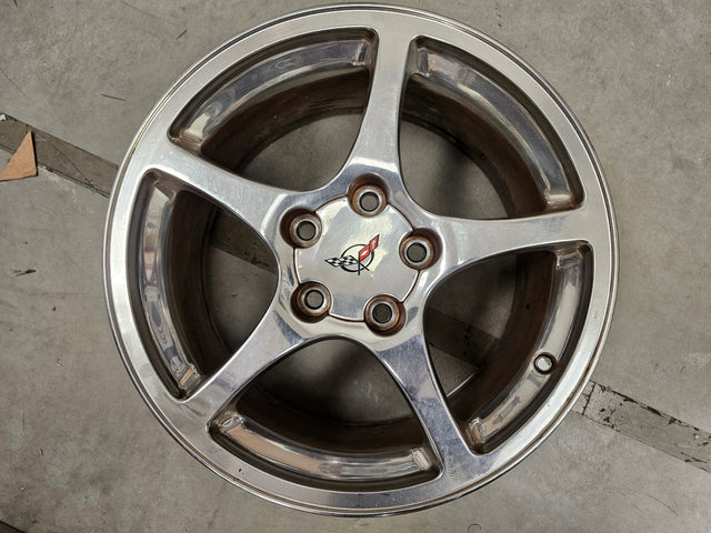 18" 18x9.5 Chevy Corvette OEM polished rim wheel 5105 5104 2003 2004 2005 REAR Texas Truck Tire