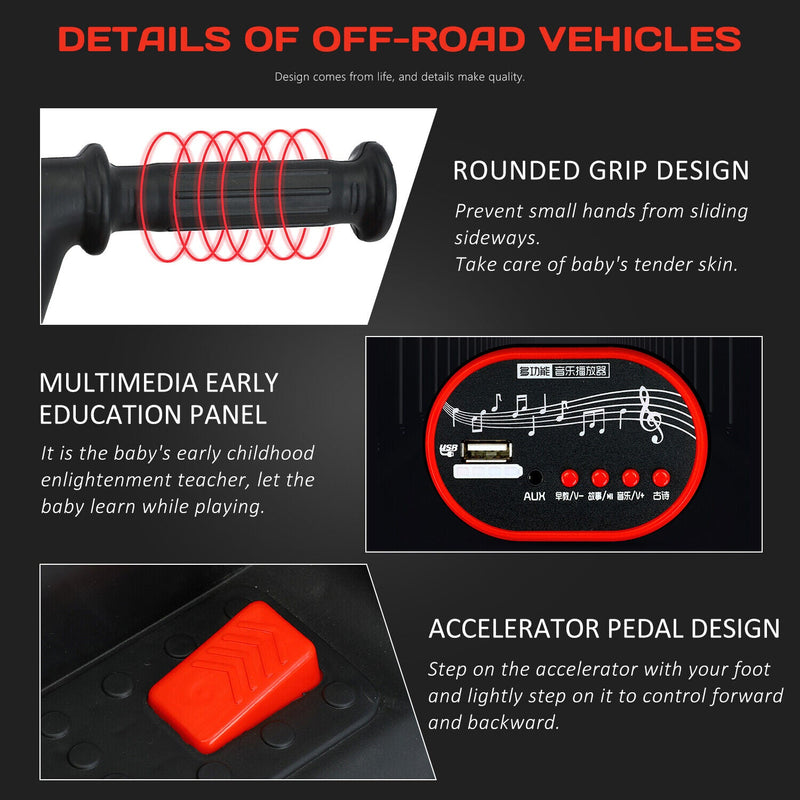 Electric ATV Ride-On Car with MP3 Player and LED Lights - 6V Battery Powered, 4-Wheeled Beach Cruiser