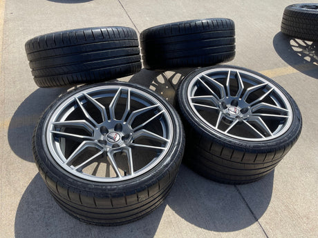 20" + 21" Chevy Corvette Z06 C8 OEM wheels rims 95580 95581 tires 2023 2024 2025 Texas Truck Tire
