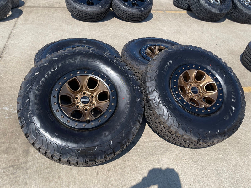 17" Ford F-150 Raptor OEM BEADLOCK rims wheels BRONZE 10459 95210 BFG 37" NEW Texas Truck Tire
