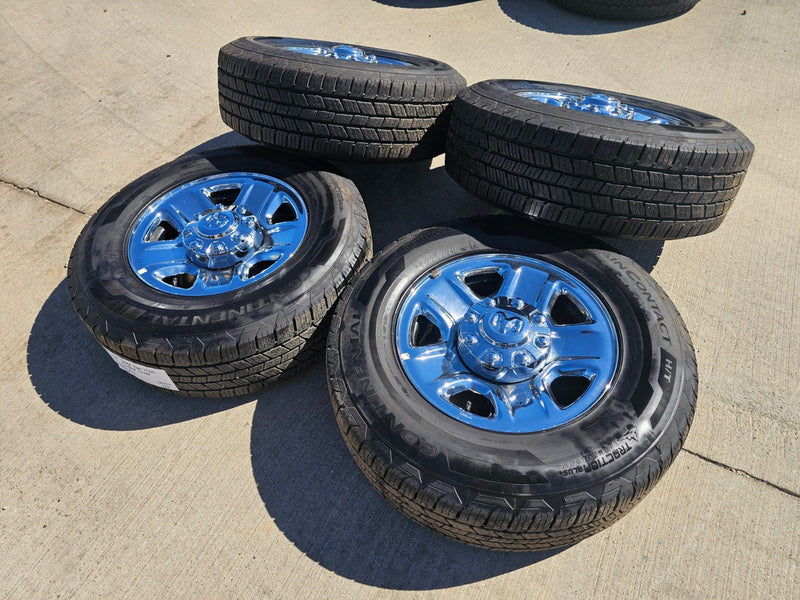 18" Dodge Ram 2500 3500 STEEL chrome OEM 2473 wheels rims CONTINENTAL Texas Truck Tire