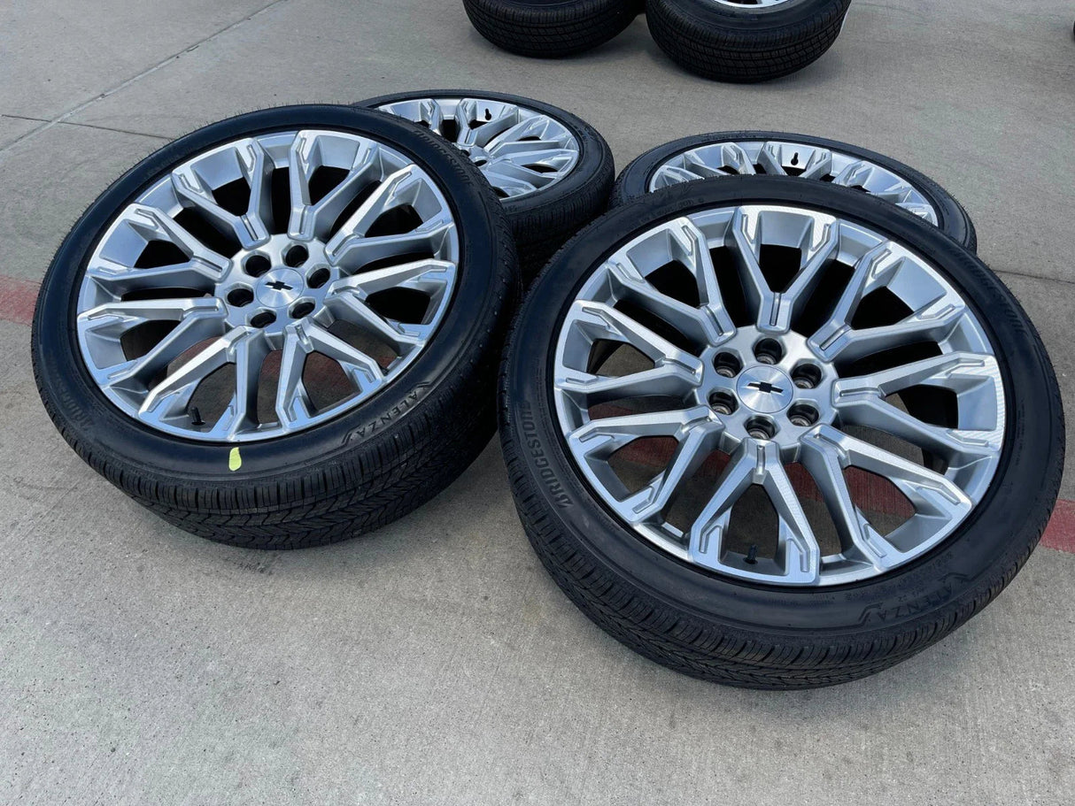 24" Chevy Tahoe LTZ GMC Yukon Sierra Denali OEM wheels rims tires 2025 2026 NEW Texas Truck Tire