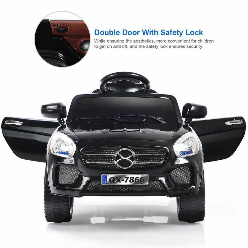 6V Kids Ride On Car with RC Remote Control, Battery Powered Toy with LED Lights