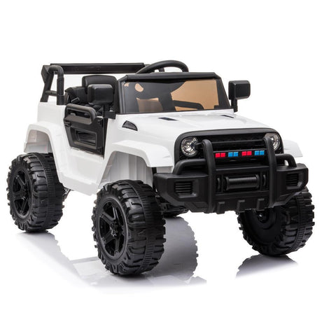 White 12V Electric Ride On Car for Kids with Music and Remote Control - 4 Wheels Fun Toy