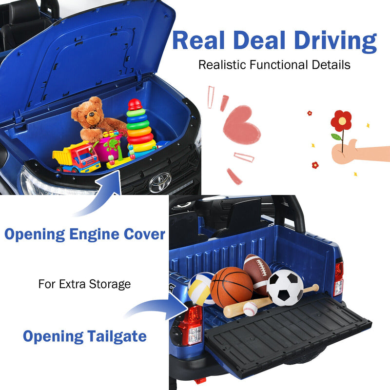 2-Seater Toyota Hilux Ride On Truck Car with Remote Control - Blue