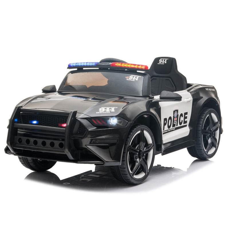 Highway Patrol Police Ride On Car Toy with Remote Control for Kids - Black