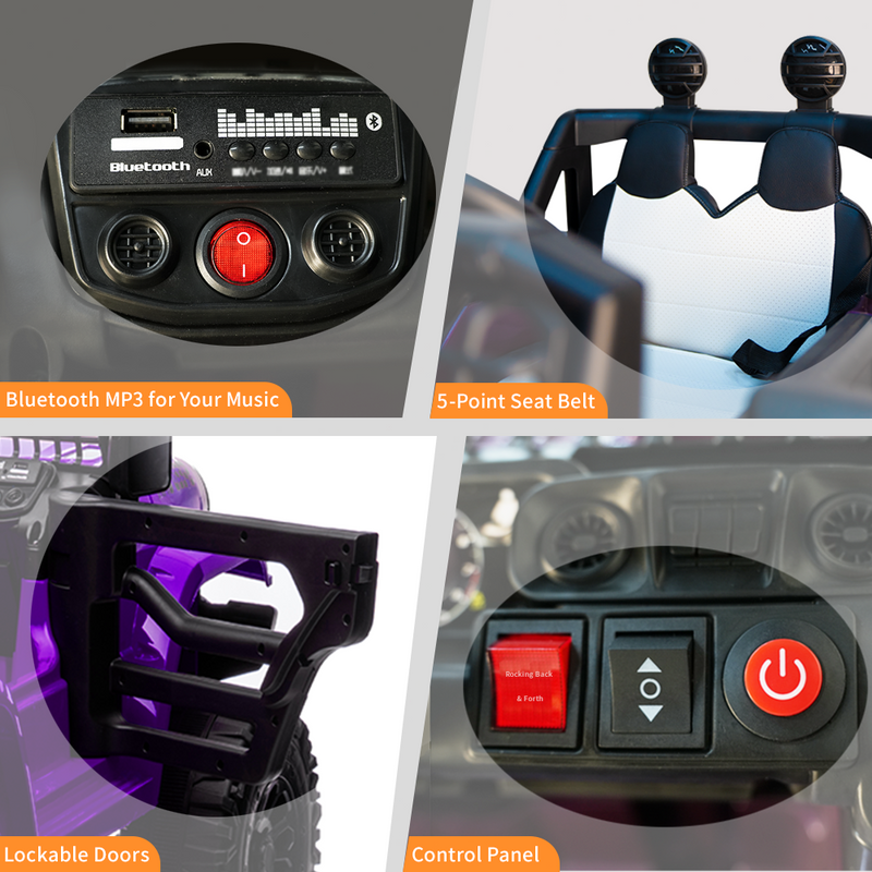 12V Kids Ride-on Truck with Parental Remote Control and LED Lights - Purple