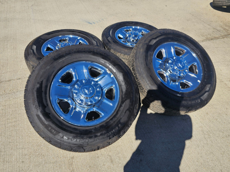 18" Dodge Ram 2500 3500 STEEL chrome OEM 2473 wheels rims CONTINENTAL Texas Truck Tire